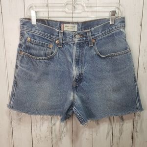 Levis 569 Women's High Waisted Cut Off Distressed